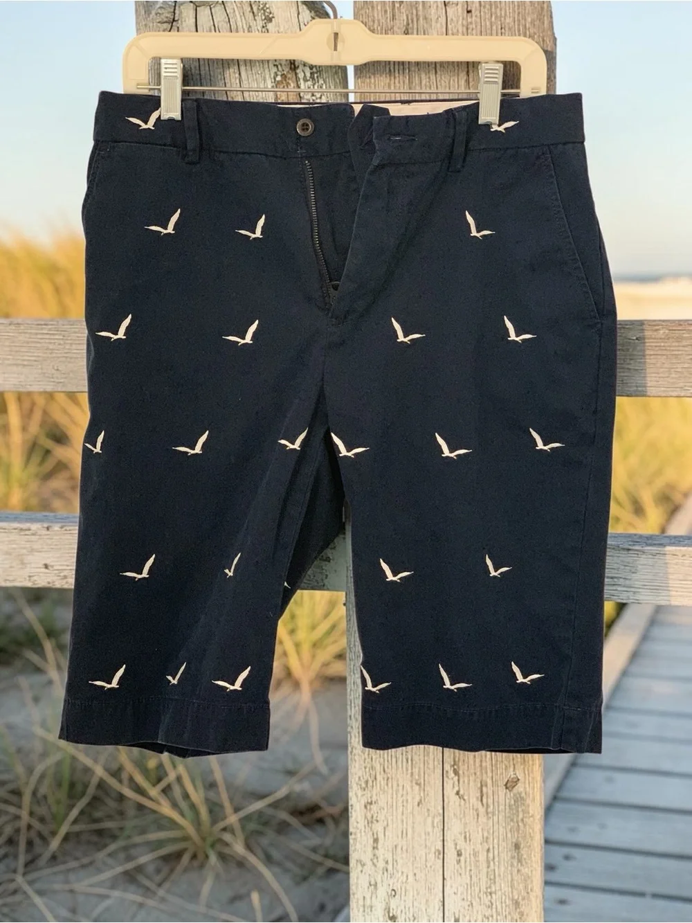 Ralph Lauren Navy Embroidered Seagull Flat Front Shorts